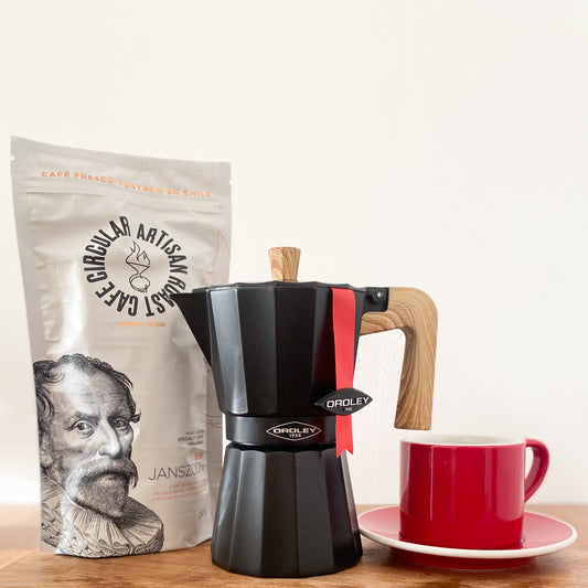 Set Gift Cafetera 6 tazas Oroley + Café de Especialidad + taza cerámica